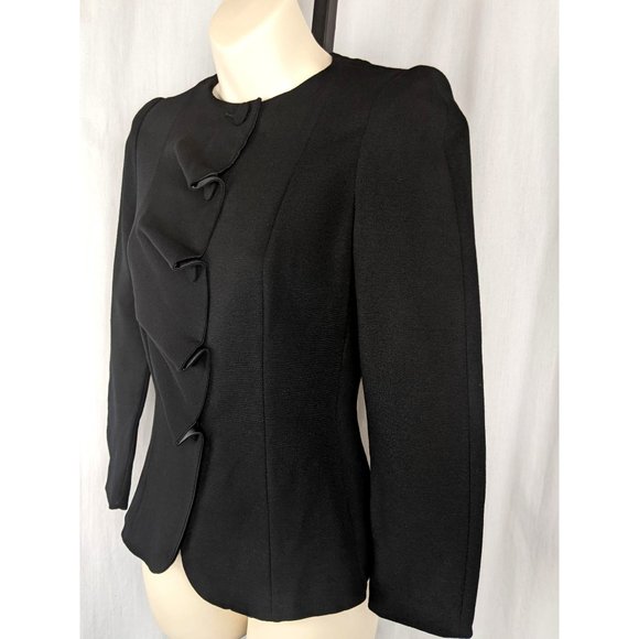 ARMANI Collezioni blazer jacket black ruffles 4 - Picture 2 of 6